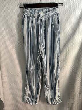 American Eagle Women's Striped Drawstring Beach Pants Blue/White XS